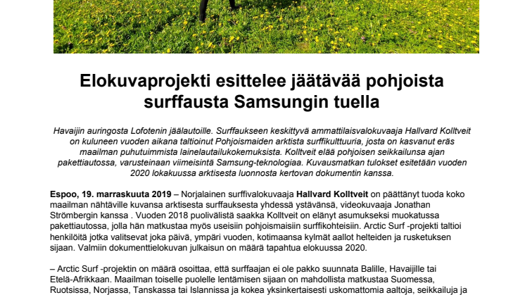 Elokuvaprojekti esittelee jäätävää pohjoista surffausta Samsungin tuella