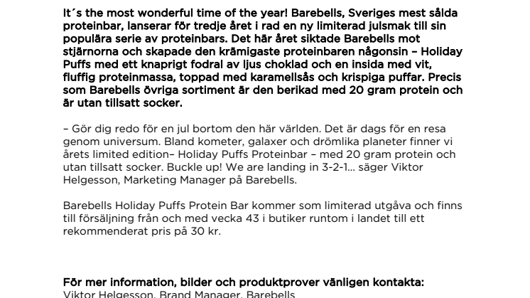 Welcome to a holiday out of this world! – Ny limiterad proteinbar från Barebells