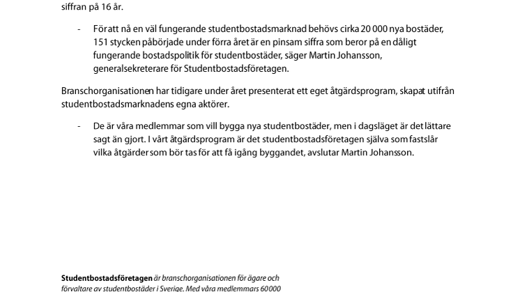Låga siffror för studentbostadsbyggande kan höjas