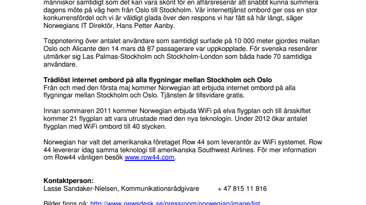 Succé för Norwegians Internet ombord