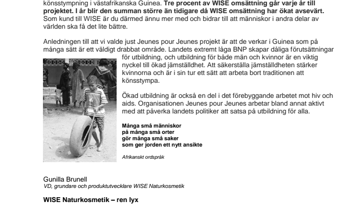 Mer resurser till Wise stödprojekt