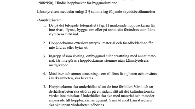 Beslut byggnadsminne hoppbackar Hindås