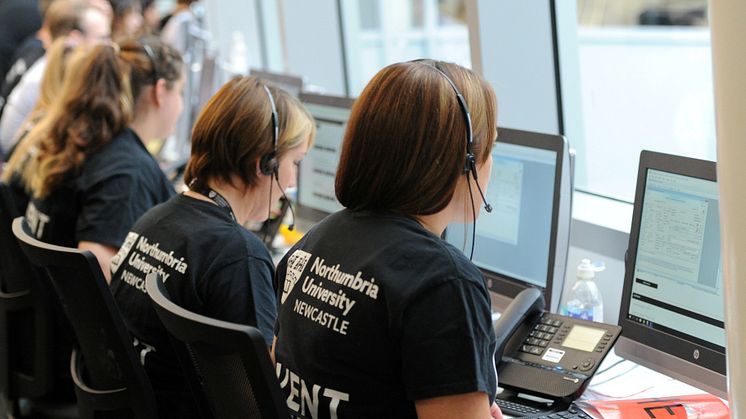 Members of Northumbria University's Clearing hotline team