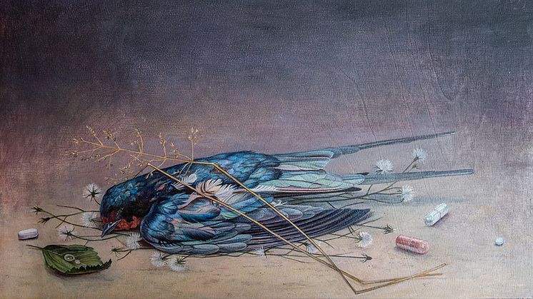 Martina Müntzing, Omsorg, 2021, Oil on panel, 29,5 x 20 cm