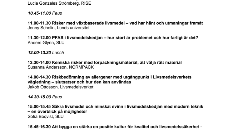 Schema Food Safety UppDate 11 maj 2023