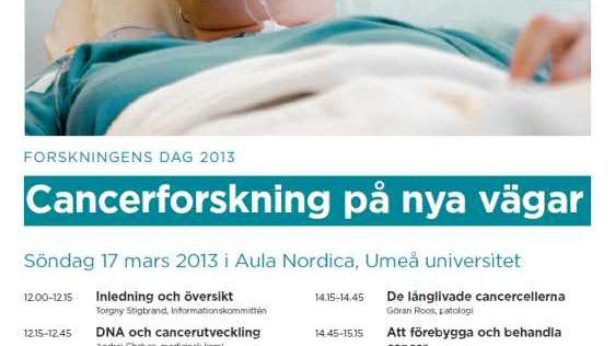 Forskningens dag om cancerforskning hålls i Umeå och Härnösand