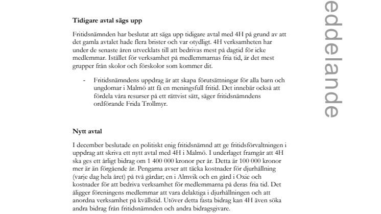 4H verksamheten i Malmö