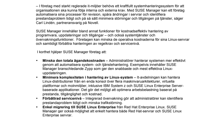Novell lanserar SUSE Manager för avancerad hantering av Linuxsystem
