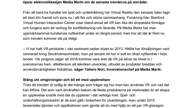 Nu tar Virtual Reality klivet in i svenskarnas hem