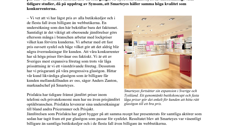 Smarteyes bäst i nytt test från Prisfakta  – klart billigast och samma höga kvalitet