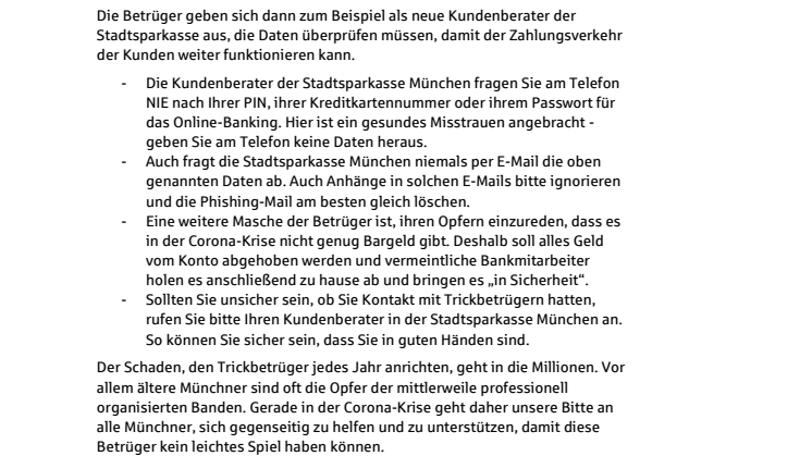 Achtung vor Trickbetrügern in der Corona-Krise!
