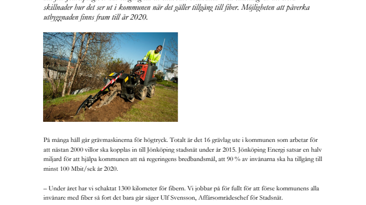 Allt fler får tillgång till fiber med Jönköping Stadsnät - Wetternet