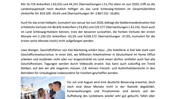Halbzeitbilanz mit halbierten Zahlen - Tourismus in Kiel setzt auf zweite Jahreshälfte