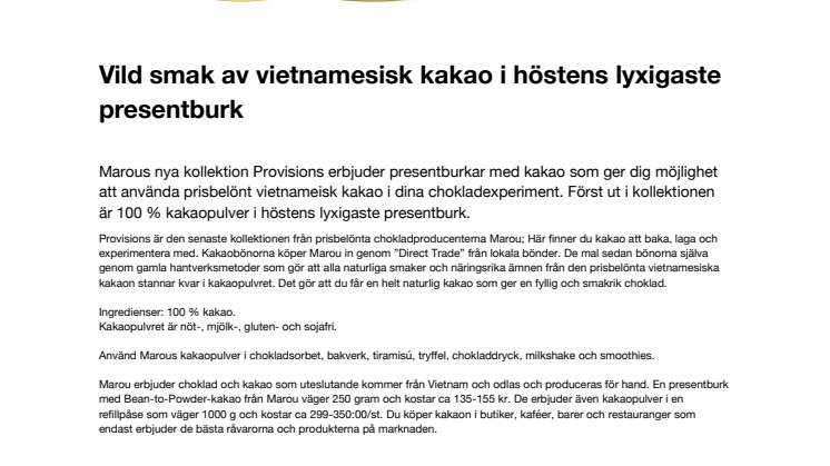 Vild smak av vietnamesisk kakao i höstens lyxigaste presentburk