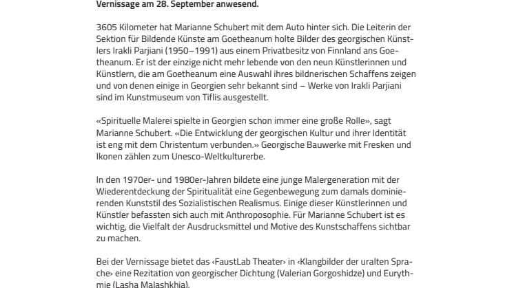 «Eng mit dem Christentum verbunden». ​Zeitgenössische Malerei aus Tiflis/Georgien am Goetheanum