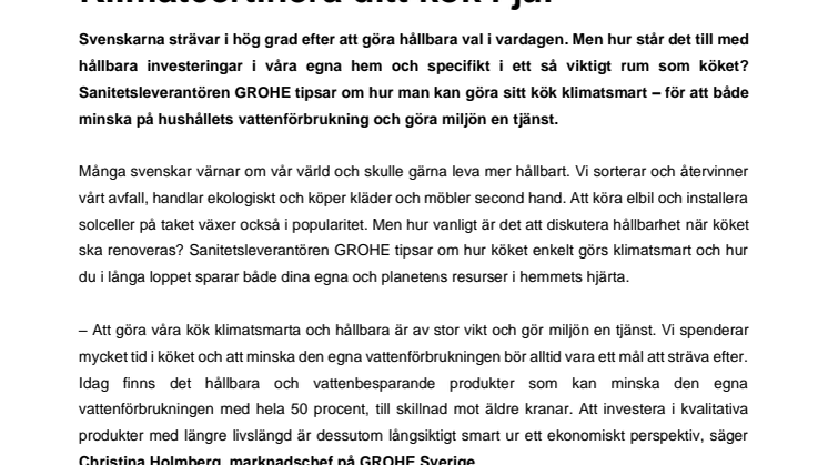 GROHE tipsar: Klimatcertifiera ditt kök i jul