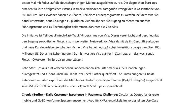 Weltweites Start-up-Programm: Circula und MotionTag gewinnen Visa’s Everywhere Initiative D/A/CH