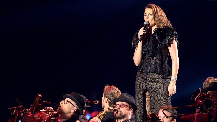 Jill Johnson uppträdde under Idrottsgalan den 15 januari 2018 i Stockholm.