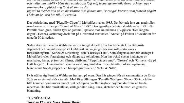 Pernilla Wahlgren Show - 30 år och lite till