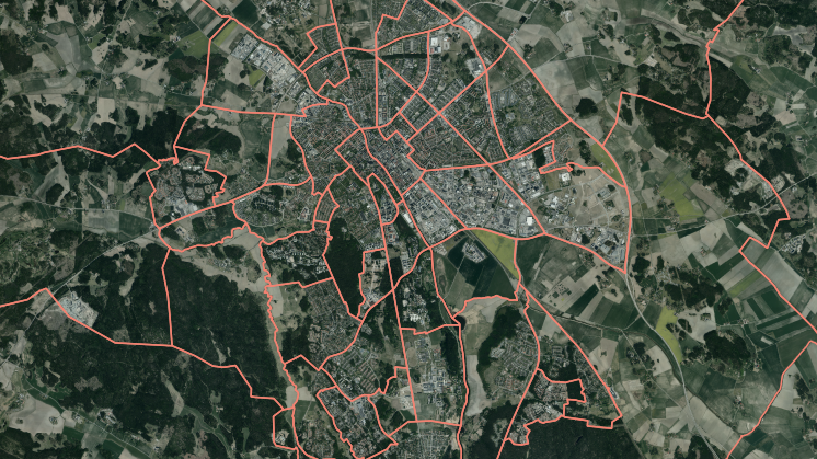 Karta över stadsdelsindelning (utan text)