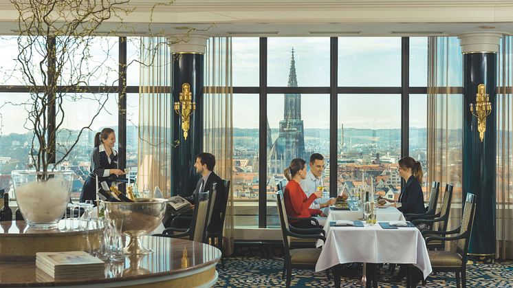 Offers an impressive view: The Panorama Restaurant, Maritim Hotel Ulm, Germany.