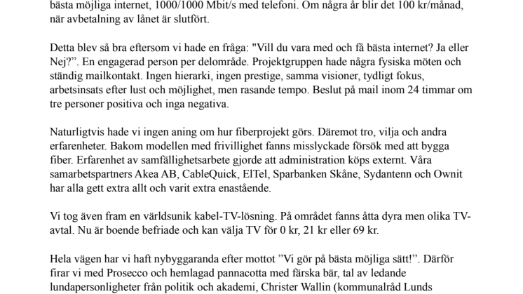 Fyrverkeri i kväll: 462 Annehemsbor (99,5%) får värstingfiber för 0 kr + 314 kr/månad