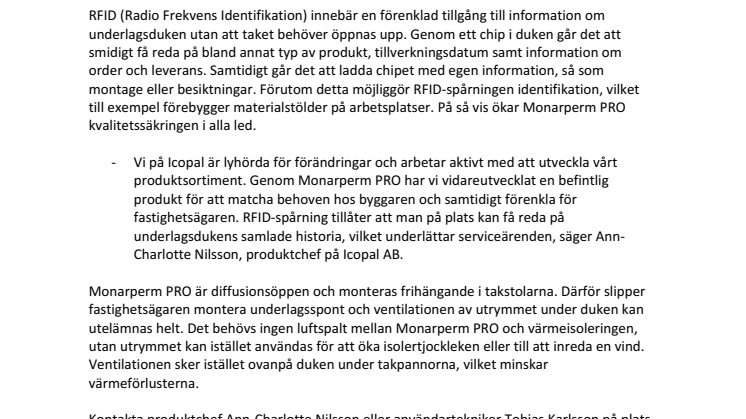 Icopal först i Sverige med intelligent underlagsduk