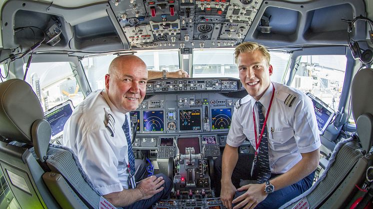 Lentäjät Norwegianin 737-koneen ohjaamossa