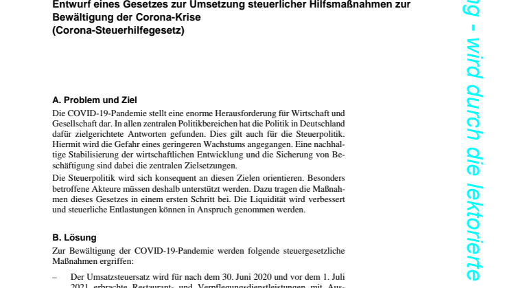 Corona Steuerhilfegesetz