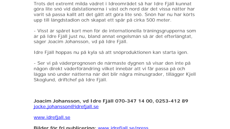 Snö på Idre Fjälls skidstadion
