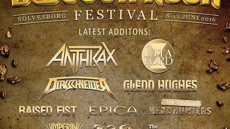 ​Anthrax, Dirkschneider, Lita Ford med flera klara för Sweden Rock Festival!