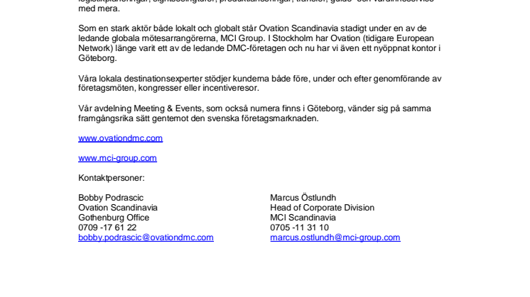 Ovation Scandinavia nu i Göteborg!