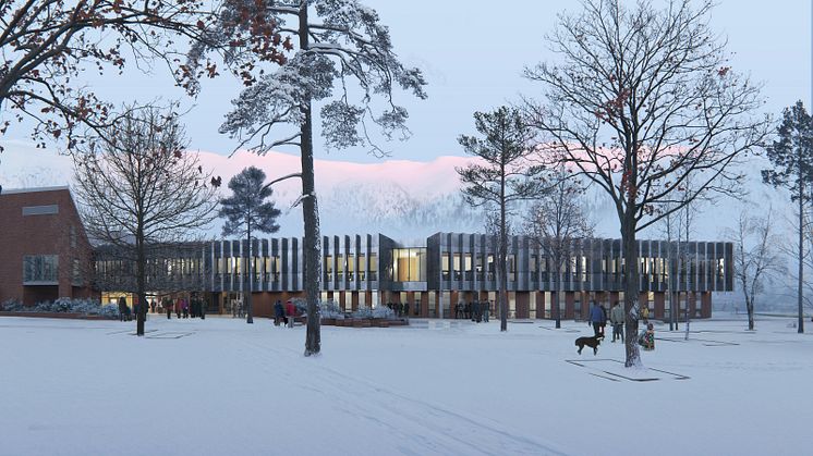Juryen er imponert over kor kompakt, ledig og elegant anlegget framstår samla sett. Illustrasjon: LINK arkitektur / MIR. 