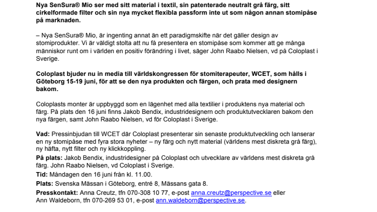 Pressinbjudan: Coloplast lanserar ny banbrytande stomipåse – ”ett paradigmskifte i design av stomiprodukter” 
