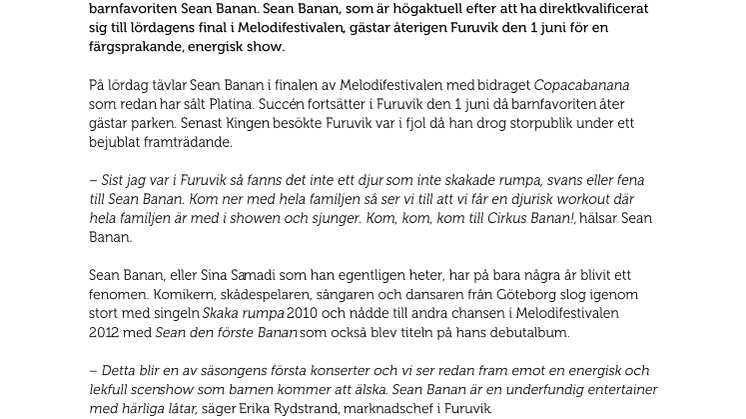 Sean Banan till Furuvik 1 Juni