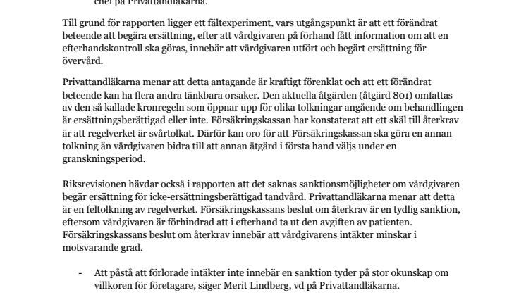 Missvisande slutsatser i Riksrevisionens rapport