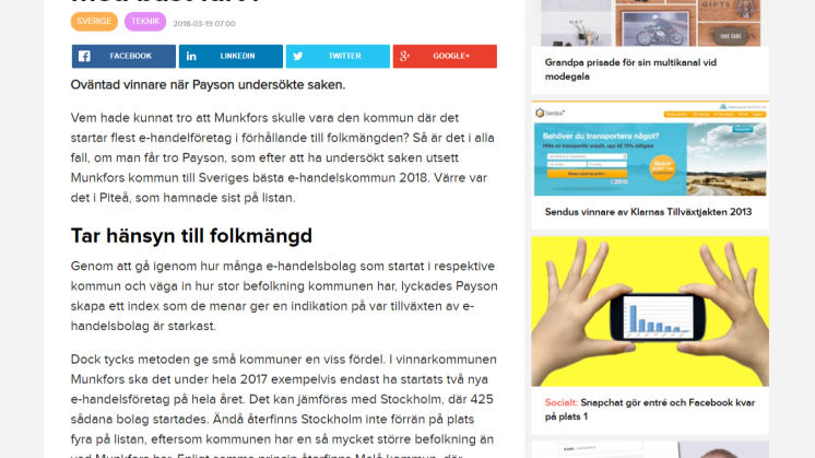 Här är e-handelskommunen med bäst fart i
