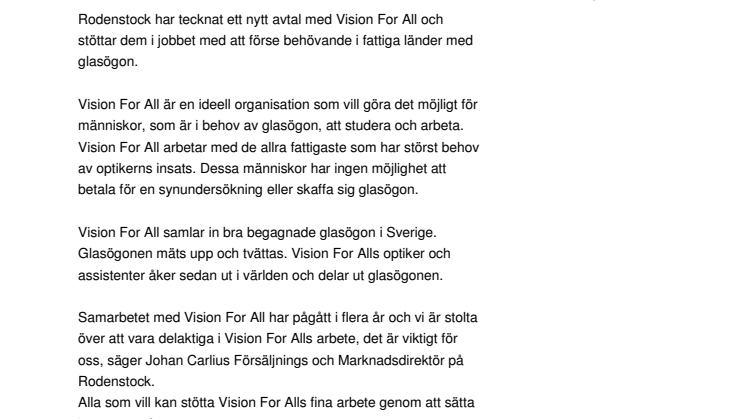 Rodenstock stödjer Vision For All