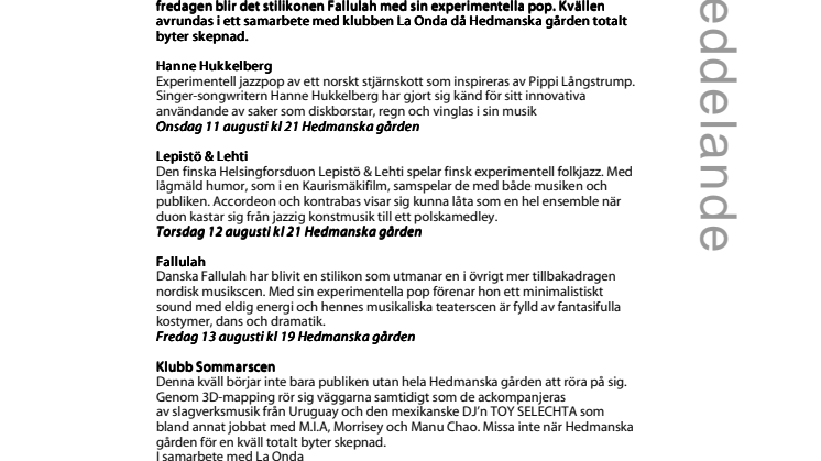 Nordiskt tema och klubbkväll på Hedmanska gården