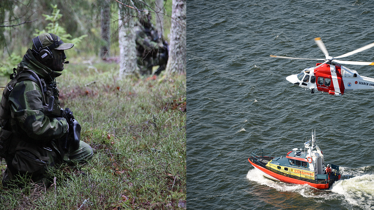 Foto: Roslagsbataljonen, Sjöfartsverkets SAR helikopter och Sjöräddningssällskapet