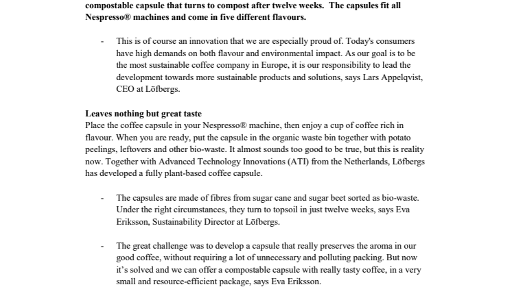 Plant based capsules challenge Nespresso®