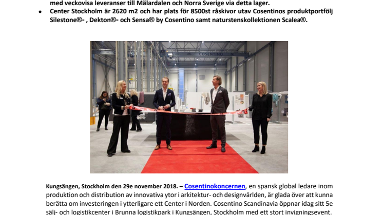 Cosentinokoncernen expanderar ytterligare och öppnar sitt 5:e nordiska Center i Kungsängen, Stockholm