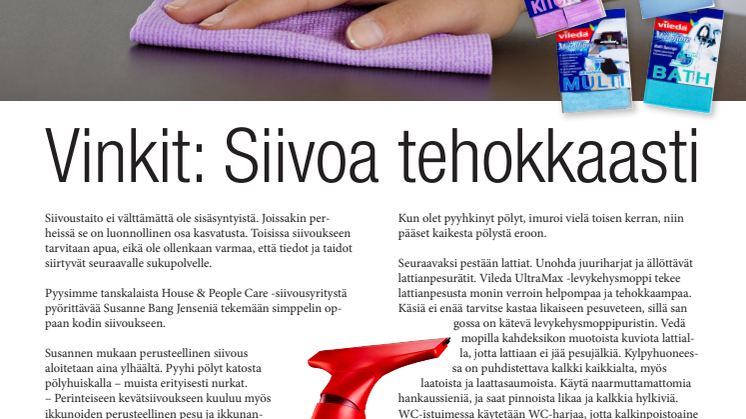 Vinkit: Siivoa tehokkaasti