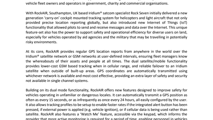 Rock Seven: New Tracking and IoT System Touches Down for Vehicle Fleet Owners