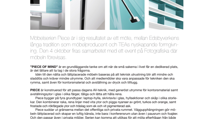 Edsbyverken och TEA lanserar en möbel för möten på Fotografiska