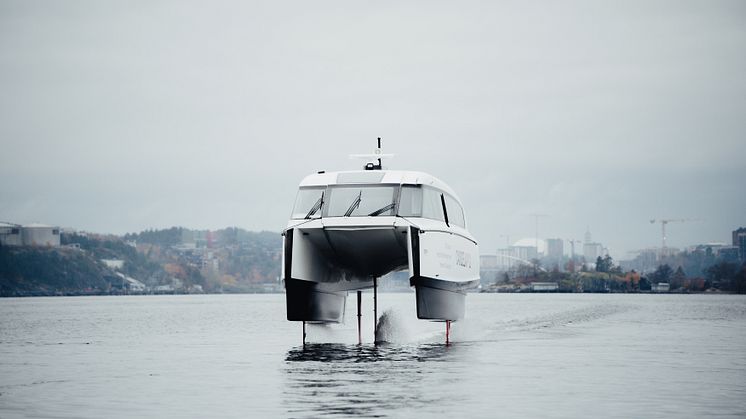 Candela P-12 taking off outside Stockholm's port