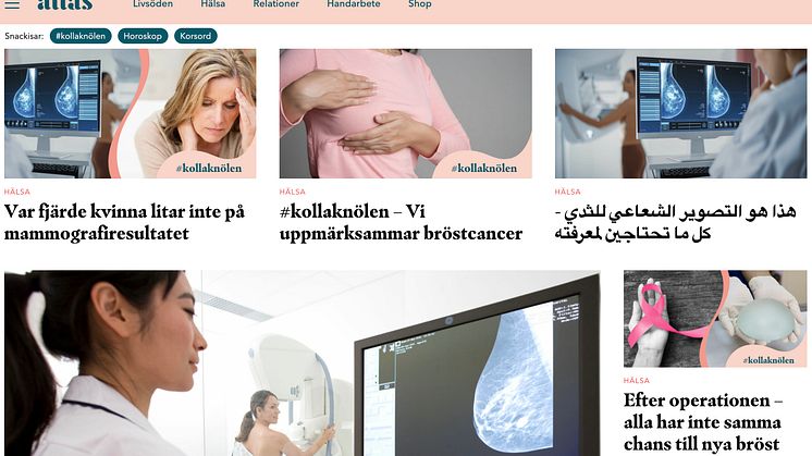 Allas.se publicerar text om mammografi på arabiska