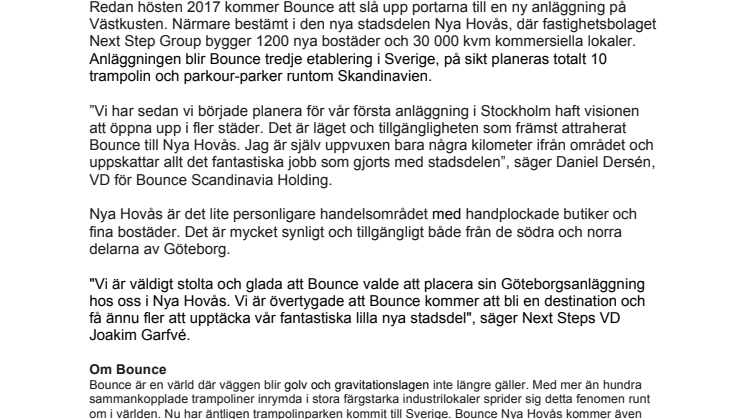 Bounce Trampoline Parks öppnar i Nya Hovås