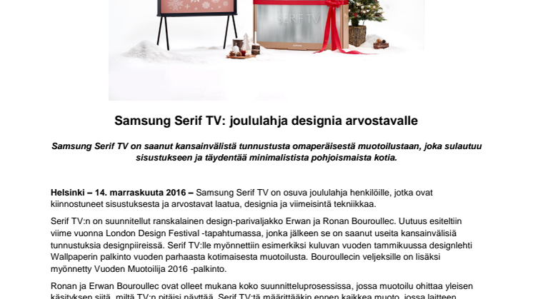 Samsung Serif TV: joululahja designia arvostavalle