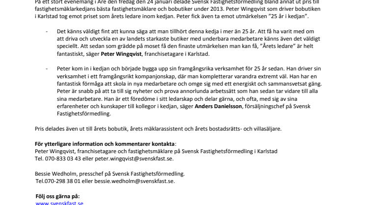 Årets ledare 2013 finns i Karlstad